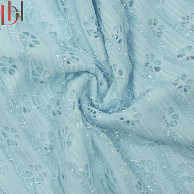 Buy 95% Polyester 5% Spandex Jacquard Fabric Customized For Blue Flower Sequin Dress online manufacture